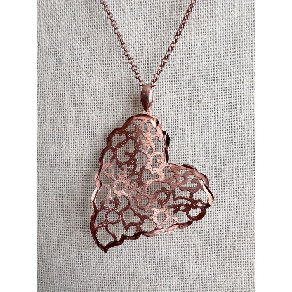 Lisa Robertson Italy Rose Gold Ster Silver Heart Pendant Necklace Primitive 2